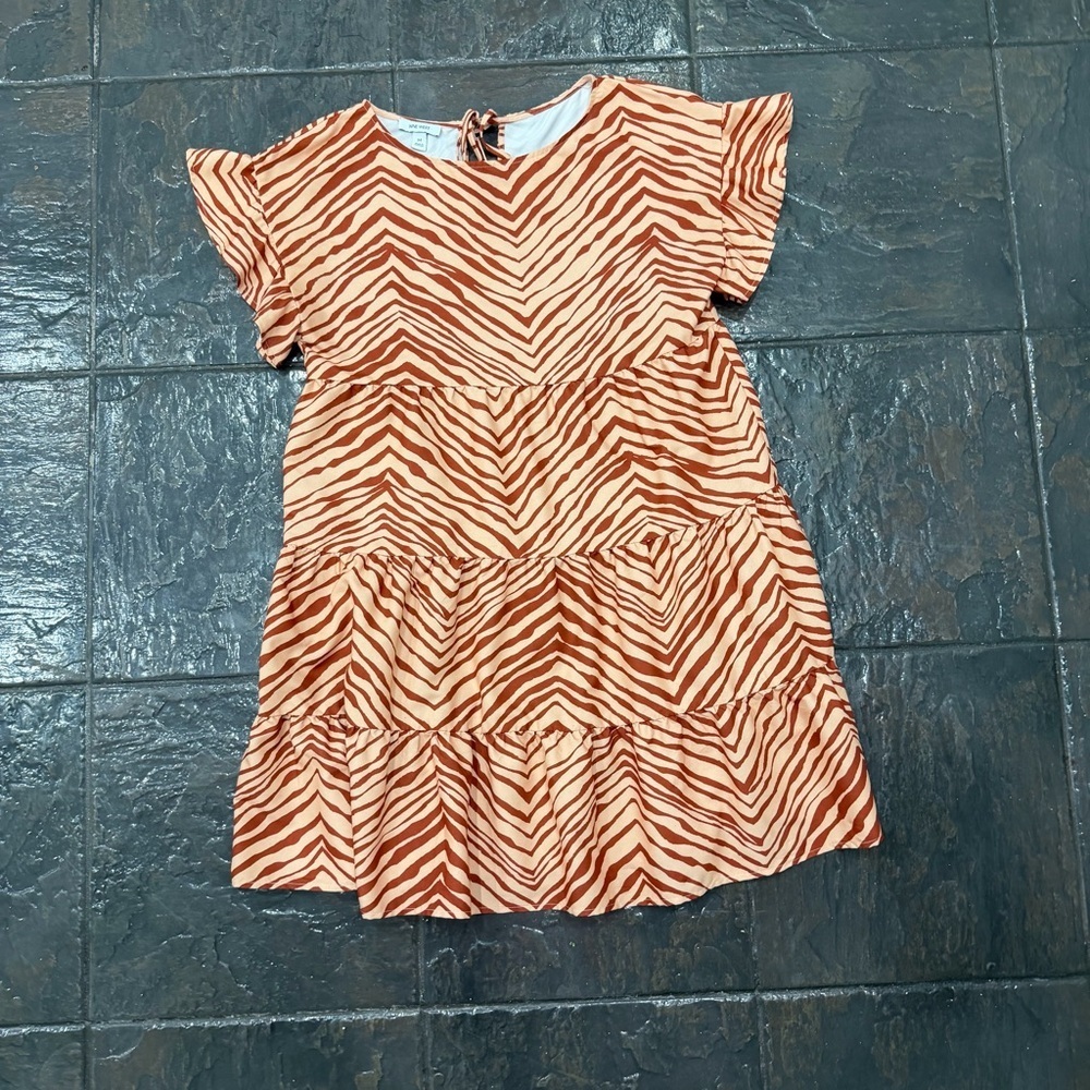 Nine West Zebra Print Tiered Mini Dress Size Medium - Picture 2 of 8